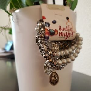 Mixed Black Beads Stretch Bracelet Set